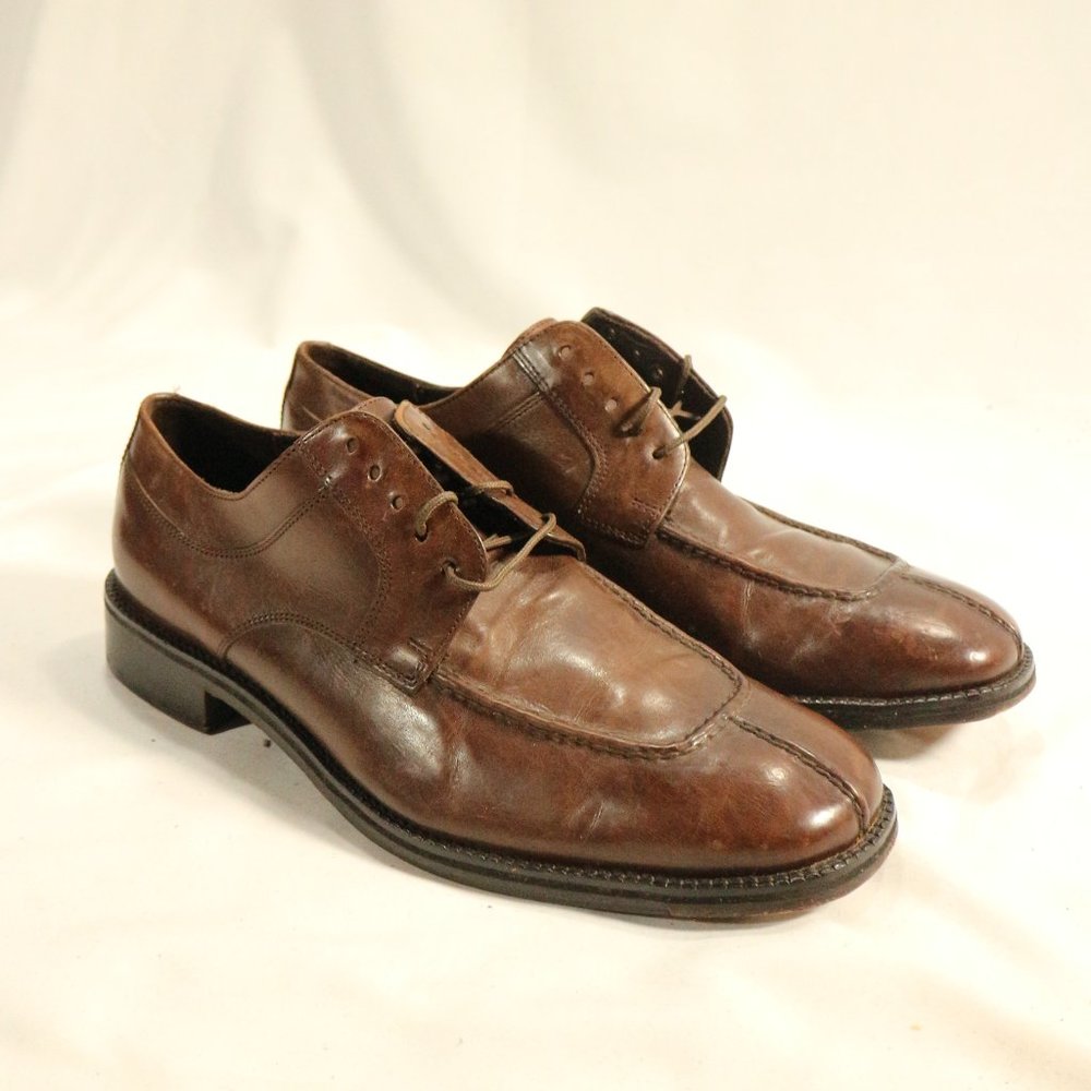 COLE HAAN Brown Leather Split Toe Loafers Sz 8 US Men - Picture 7 of 13